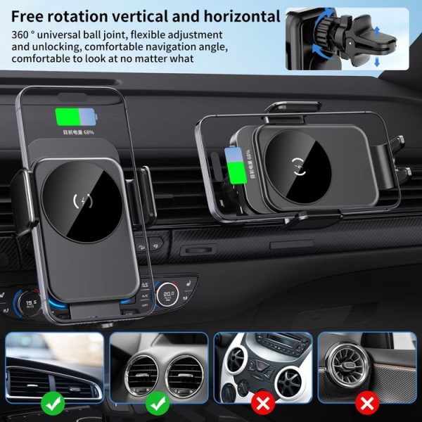 M7 Intelligent Sensing Fast Wireless Charging Car Holder (Black) - Image 9