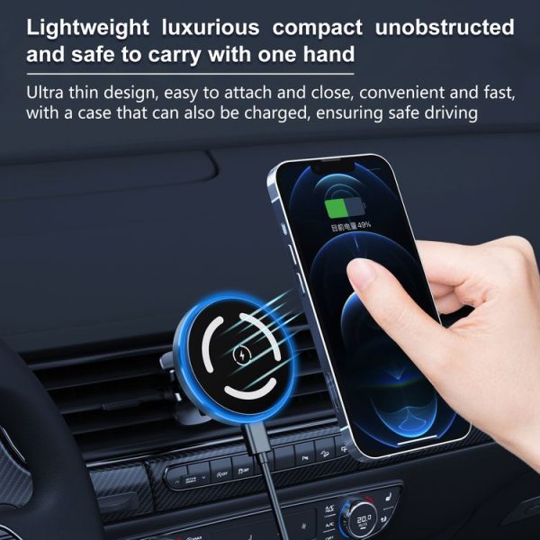 M68 15W Magnetic Wireless Charging Car Holder (Dark Grey) - Image 4