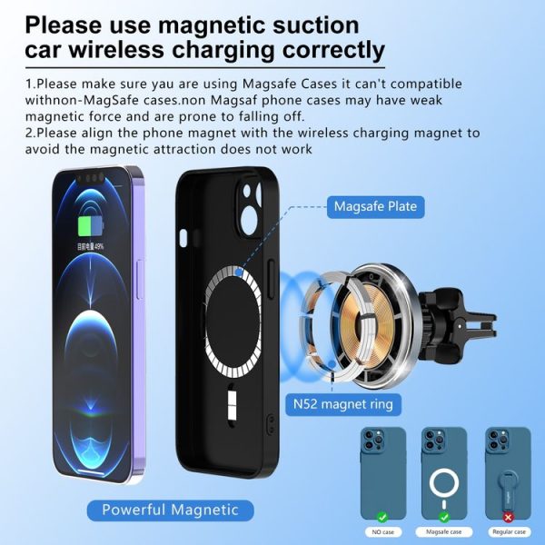 M68 15W Magnetic Wireless Charging Car Holder (Dark Grey) - Image 7