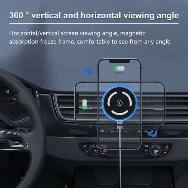M68 15W Magnetic QI Standard Wireless Charging Car Holder (Dark Grey) - Image 3