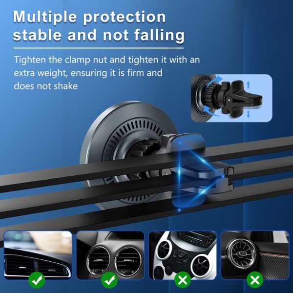 M68 15W Magnetic QI Standard Wireless Charging Car Holder (Dark Grey) - Image 8