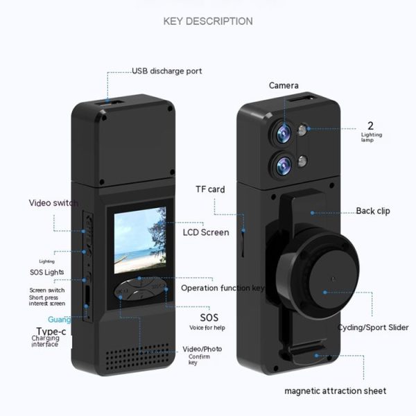 A3 1.5 inch Color Screen 180 Degree Rotation HD Outdoor Sports Recorder (Black) - Image 3
