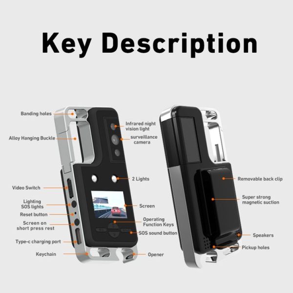 D6 2K Acoustic and Visual Distress Signal Cycling SOS Recorder with Light (Black) - Image 3