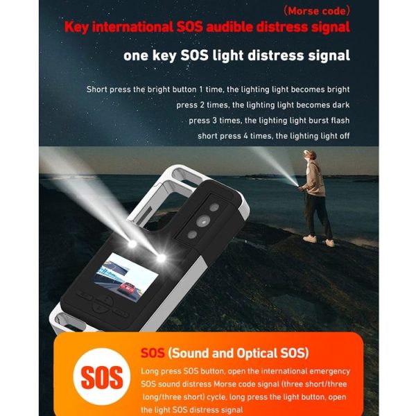 D6 2K Acoustic and Visual Distress Signal Cycling SOS Recorder with Light (Black) - Image 5