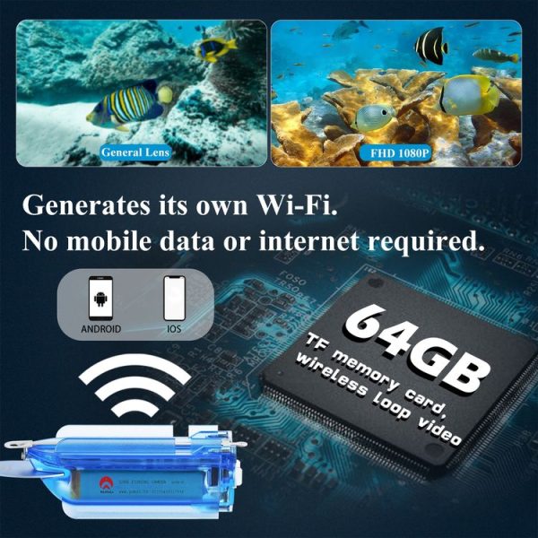 Lure 1080P Wireless Underwater Fishing Video Camera with Loop Recording / APP Remote Control (Blue) - Image 6