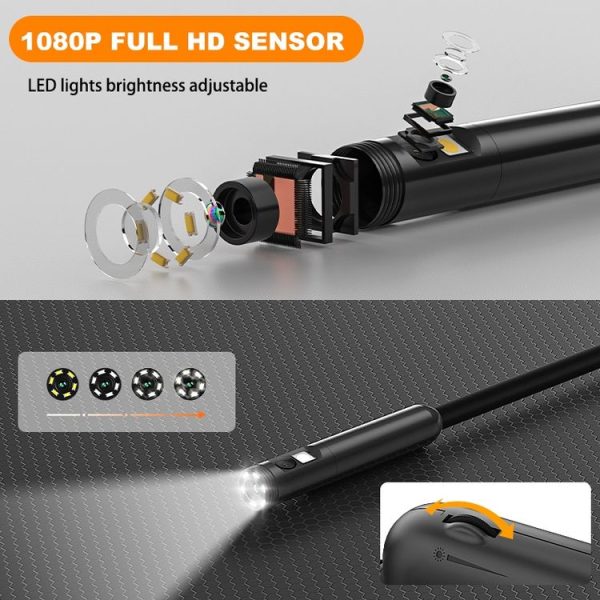 Y15 8mm Single Camera WiFi Connected Hard Cable HD Industrial Endoscope, Length: 1m (Black) - Image 8