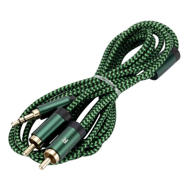 3.5mm Male to 2 RCA Male Audio Cable Amplifier Connector, Length: 0.5m (Green) - Image 4