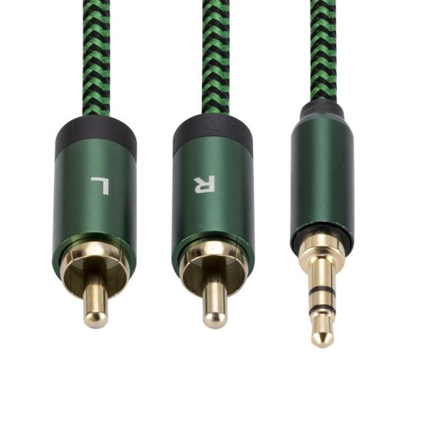 3.5mm Male to 2 RCA Male Audio Cable Amplifier Connector, Length: 1m (Green) - Image 3