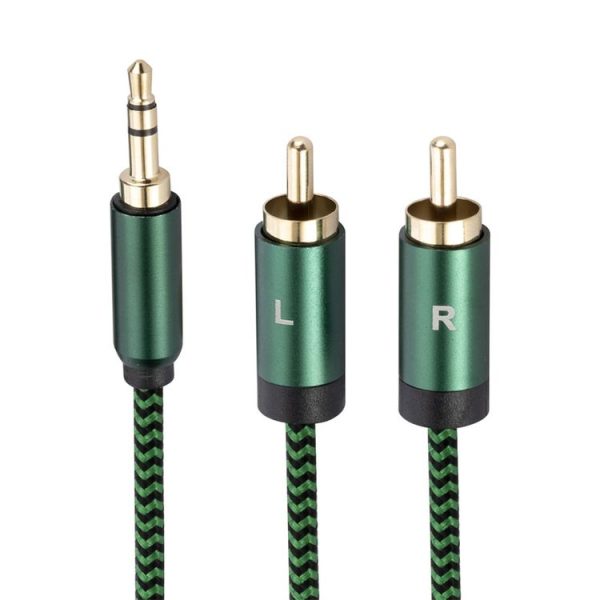 3.5mm Male to 2 RCA Male Audio Cable Amplifier Connector, Length: 2m (Green) - Image 2