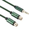 3.5mm Male to 2 RCA Female Audio Cable Amplifier Connector, Length: 1m (Green)