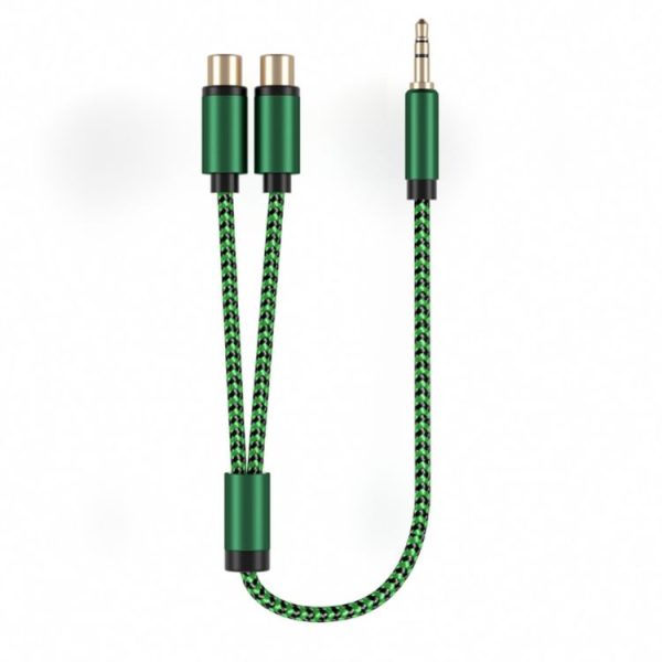 3.5mm Male to 2 RCA Female Audio Cable Amplifier Connector, Length: 1m (Green) - Image 2