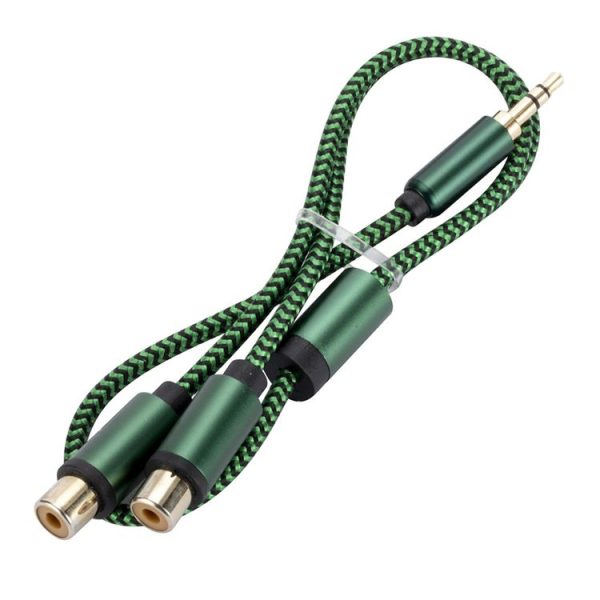 3.5mm Male to 2 RCA Female Audio Cable Amplifier Connector, Length: 2m (Green) - Image 4