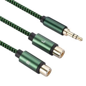 3.5mm Male to 2 RCA Female Audio Cable Amplifier Connector, Length: 3m (Green)