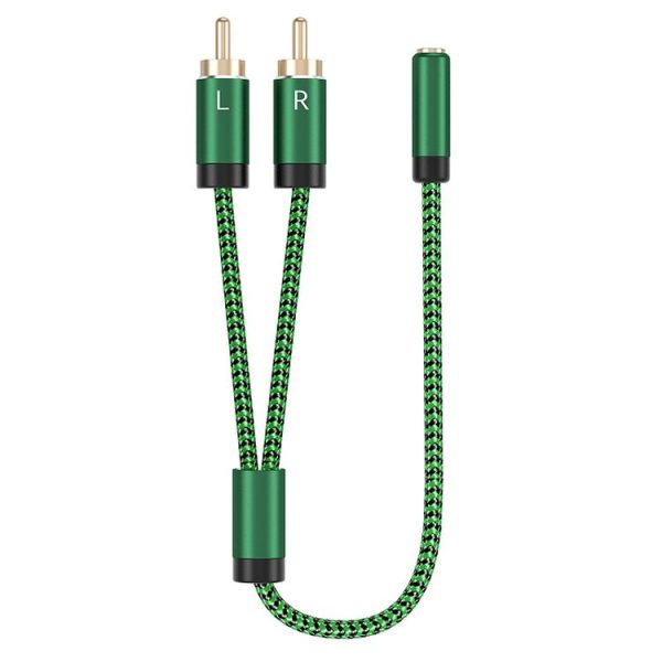3.5mm Female to 2 RCA Male Audio Cable Amplifier Connector, Length: 1m (Green) - Image 2