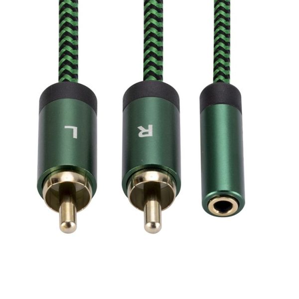 3.5mm Female to 2 RCA Male Audio Cable Amplifier Connector, Length: 1m (Green) - Image 3