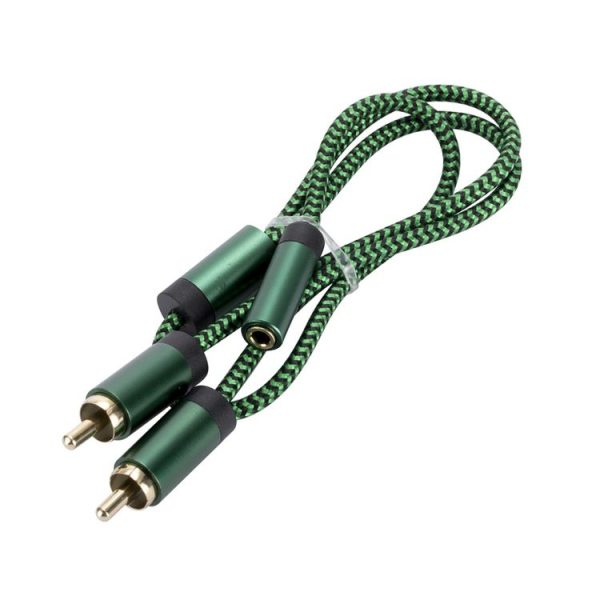 3.5mm Female to 2 RCA Male Audio Cable Amplifier Connector, Length: 1m (Green) - Image 4