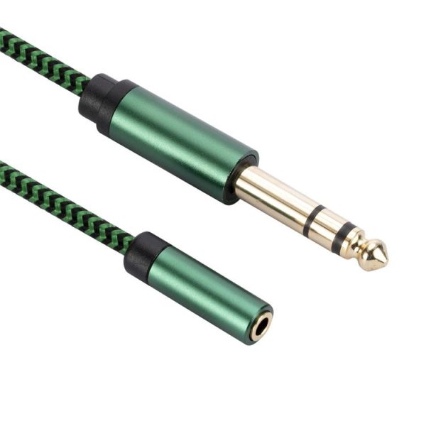 6.35mm Male to 3.5mm Female Audio Adapter Cable, Length: 0.5m (Green) - Image 3