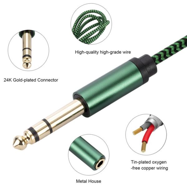 6.35mm Male to 3.5mm Female Audio Adapter Cable, Length: 0.5m (Green) - Image 6
