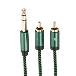 6.35mm Male to Dual RCA Female Audio Adapter Cable, Length: 0.5m (Green)