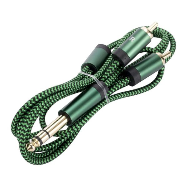 6.35mm Male to Dual RCA Female Audio Adapter Cable, Length: 0.5m (Green) - Image 2