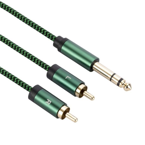 6.35mm Male to Dual RCA Female Audio Adapter Cable, Length: 0.5m (Green) - Image 3