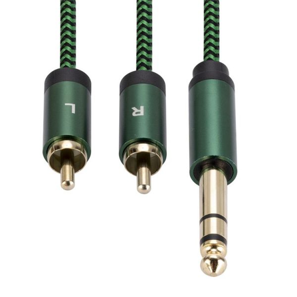 6.35mm Male to Dual RCA Female Audio Adapter Cable, Length: 0.5m (Green) - Image 5
