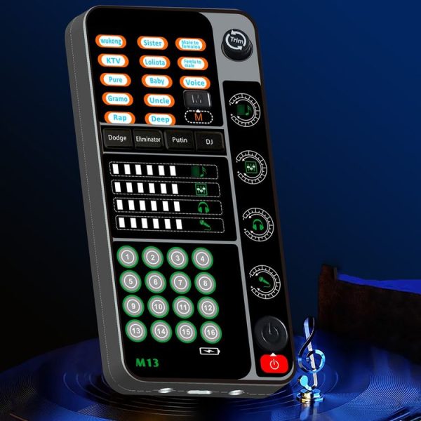 M13 Phone Live Broadcast Voice Changer Bluetooth Sound Card (Black)