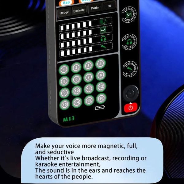 M13 Phone Live Broadcast Voice Changer Bluetooth Sound Card (Black) - Image 4
