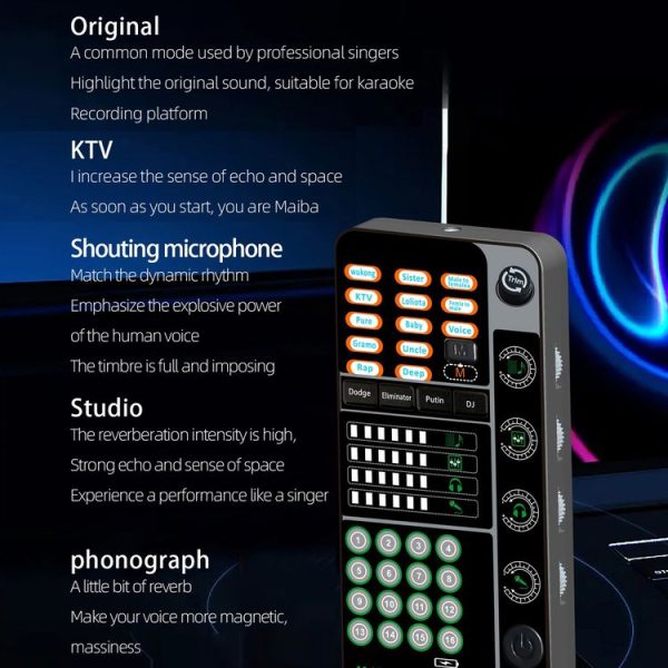 M13 Phone Live Broadcast Voice Changer Bluetooth Sound Card (Black) - Image 5