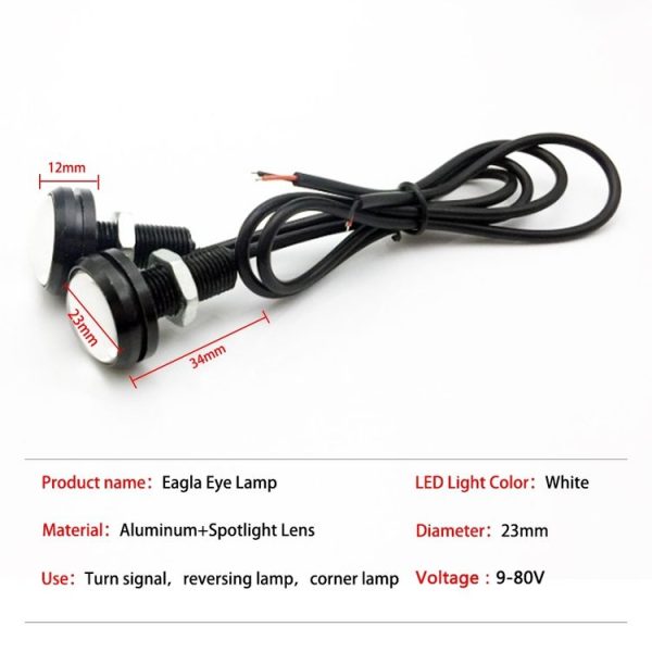 10pcs 23mm 1.5W DC12V Motorcycle Eagle Eye Light Double Lens Strobe Light (White Light) - Image 3