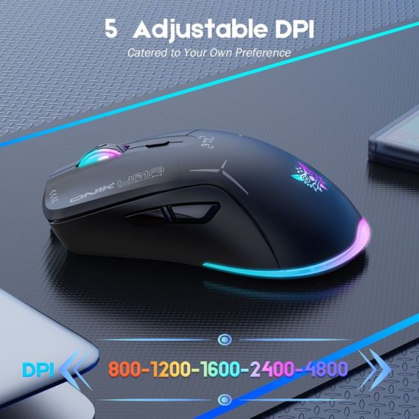 ONIKUMA CW917 RGB 4800DPI Dual Mode Wired + 2.4GHz Wireless Mouse (Black) - Image 5