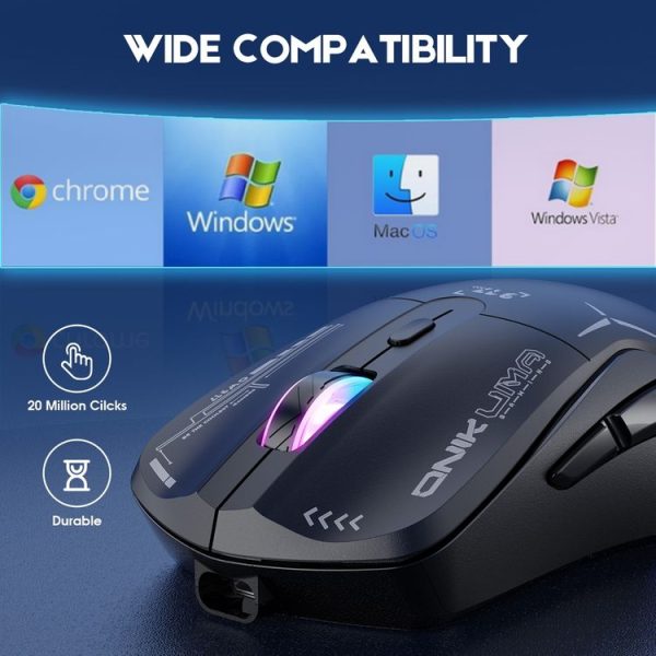 ONIKUMA CW917 RGB 4800DPI Dual Mode Wired + 2.4GHz Wireless Mouse (Black) - Image 8