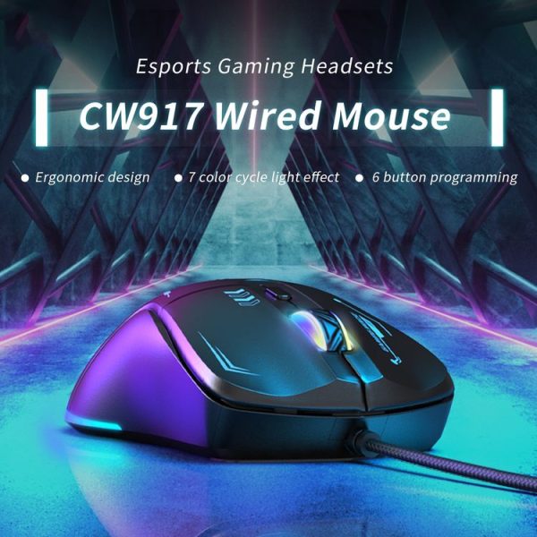 ONIKUMA CW917 RGB 3600DPI Wired Mouse (Black) - Image 2