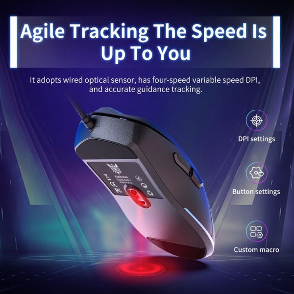 ONIKUMA CW917 RGB 3600DPI Wired Mouse (Black) - Image 5