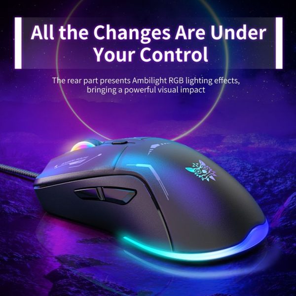 ONIKUMA CW917 RGB 3600DPI Wired Mouse (Black) - Image 6