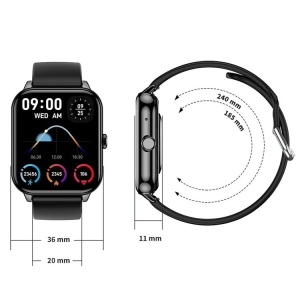 CY13 1.9 inch IPS Square Screen Smart Watch Supports Bluetooth Calls / Health Monitoring (Black) - Image 5