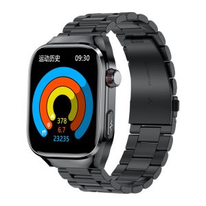 TK16 2.04 inch LCD Screen Steel Strap Smart Watch Supports Health Monitoring (Black)