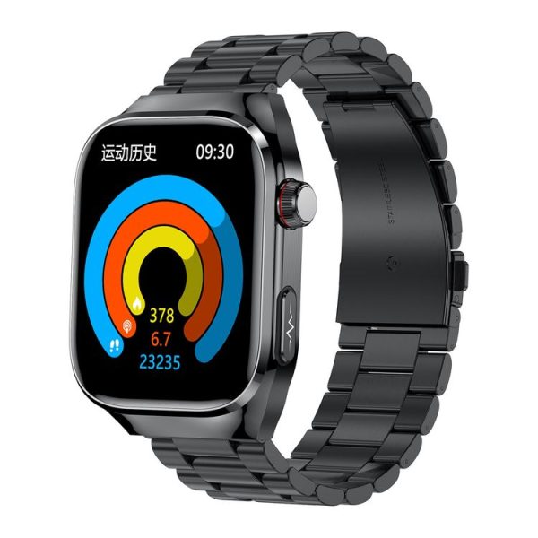 TK16 2.04 inch LCD Screen Steel Strap Smart Watch Supports Health Monitoring (Black)