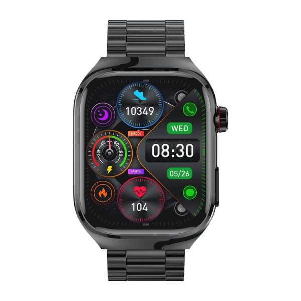 TK16 2.04 inch LCD Screen Steel Strap Smart Watch Supports Health Monitoring (Black) - Image 2