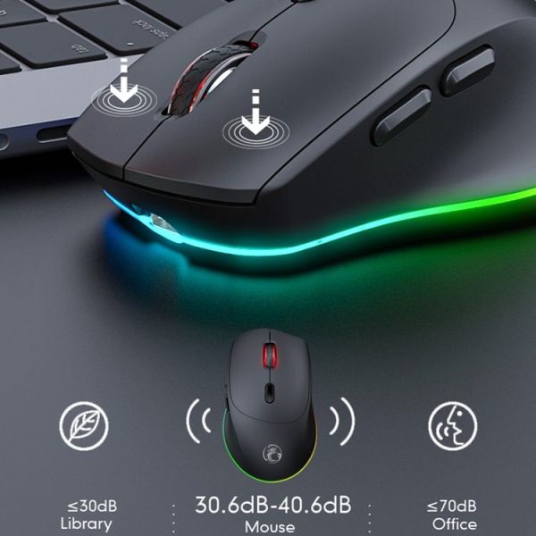 IMICE G905 Bluetooth Dual Mode 6-Key Silent Wireless Gaming Mouse (Black) - Image 5
