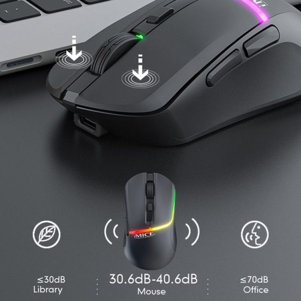 IMICE G902 Bluetooth Dual Mode 6-Key Silent Wireless Gaming Mouse (Black) - Image 5