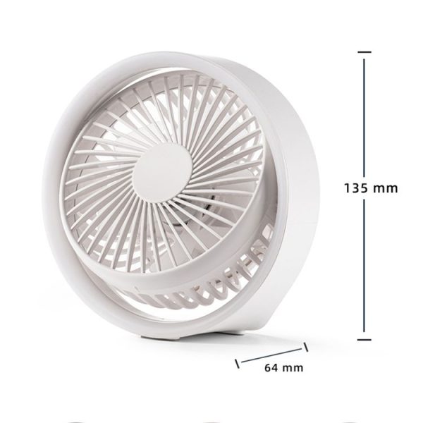 N601 180 Degree Rotating Type-C Desktop Fan with LED Ambience Light (White) - Image 2