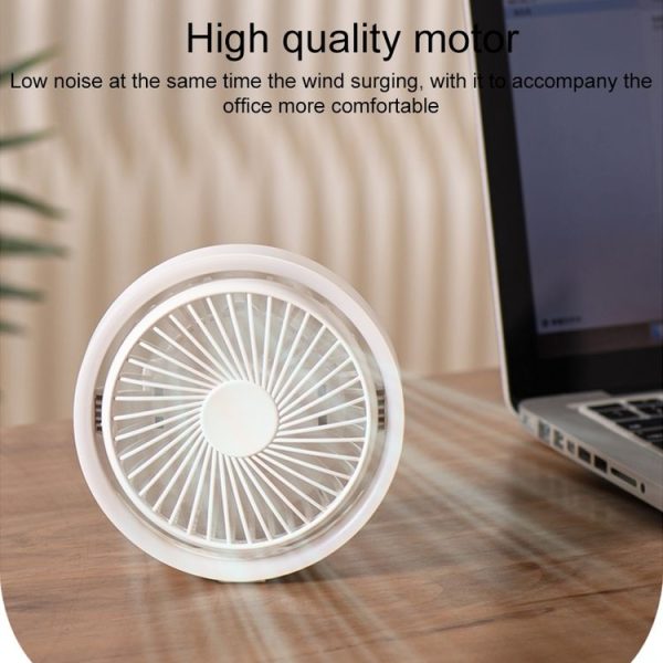 N601 180 Degree Rotating Type-C Desktop Fan with LED Ambience Light (White) - Image 3