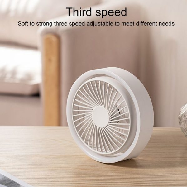 N601 180 Degree Rotating Type-C Desktop Fan with LED Ambience Light (White) - Image 4