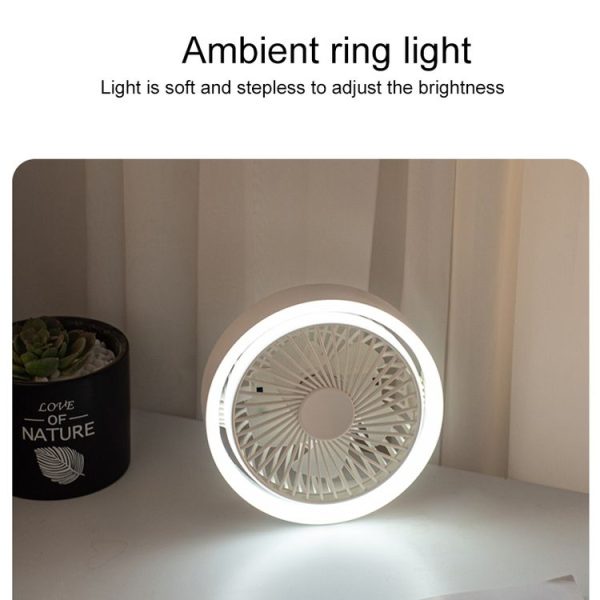 N601 180 Degree Rotating Type-C Desktop Fan with LED Ambience Light (White) - Image 7