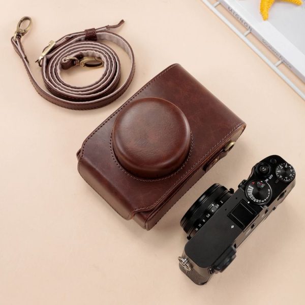 FUJIFILM X100VI Full Body Leather Camera Case Bag with Strap (Black) - Image 4