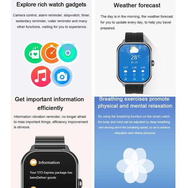 D8 Pro 2.01 inch 2 in 1 Bluetooth Earphone Steel Strap Smart Watch, Support NFC with Cover (Black) - Image 14