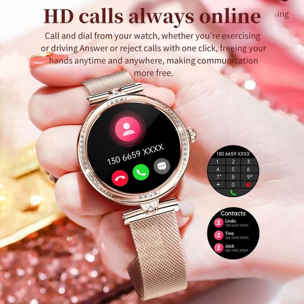 NX17 Pro 1.19 inch AMOLED Screen Steel Strap Smart Watch, Support Health Monitoring / Bluetooth Call (Gold) - Image 6