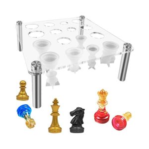 Square Chess Mold Stand Without Silicone Mold (Transparent)