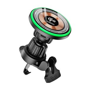 V5 15W Qi2 Air Outlet Car Transparent Magnetic Wireless Charging Holder (Black)
